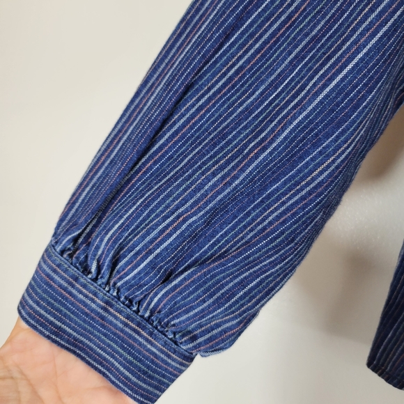 MADEWELL ruffle front Cecile rainbow stripe long sleeve dainty romantic top - Picture 5 of 11